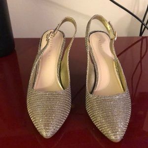 Gold silver heels with strap